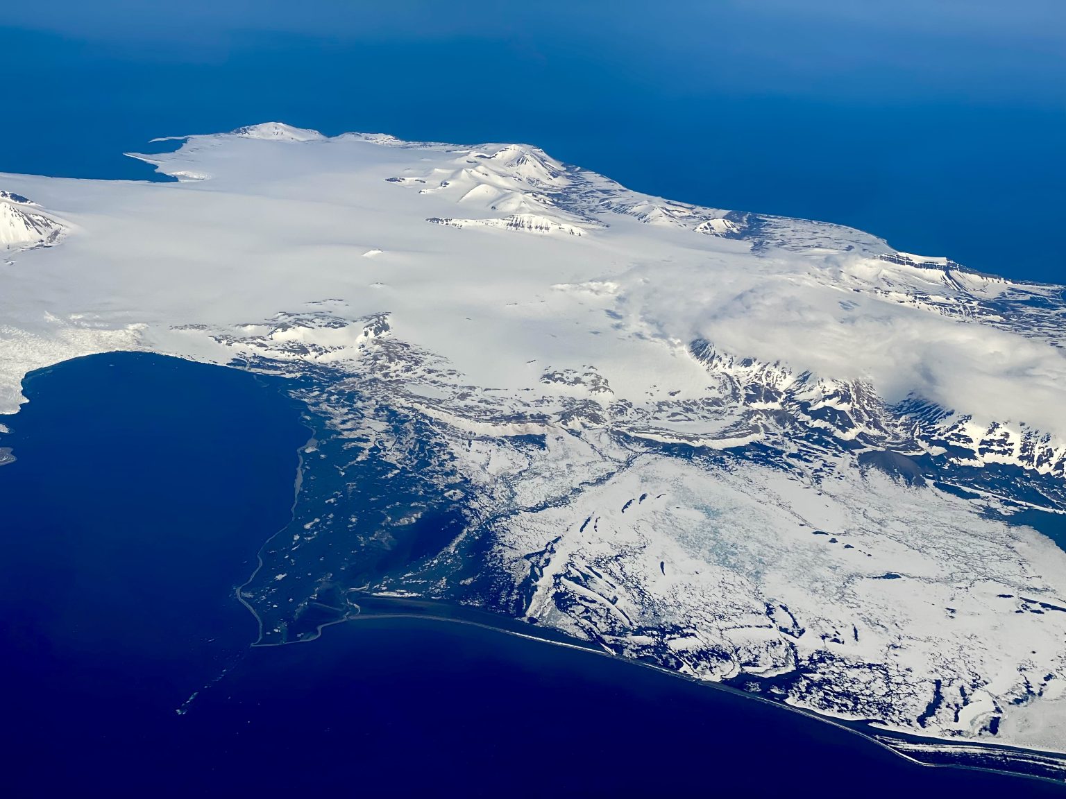 Photos taken from the plane as we descended over the islands prior to landing in Longyearbyen.